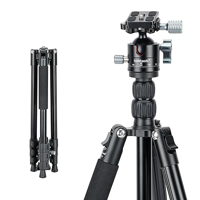 Koolehaoda カメラ用三脚 全高178cm 軽量 コンパクト 360°自由雲台付き アルミ製 耐荷重15kg 中心軸反転可能 トラベル三脚 撮影用三脚 DSLRカメラ用|Annie Store