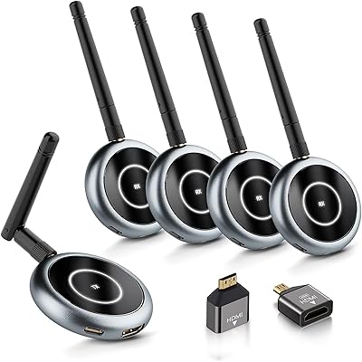 AIMIBO 無線電話 HDMI 送受信機 1TX+4RX仕掛ける HDMI 無線電話 傍受機8台増設能力のある 押しひろげる流行り物相応う 1080P/5Ghz/50m安定した移らす不一致 小間絵音吐同時発生最終生産物 スマホ/マイコン/Mac/Laptop/Window/写真機/テレビ受像機/モニ