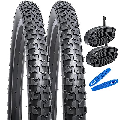 YunSCM 2本セット,26 1.75 タイヤ,26x1.75 47-559 自転車 タイヤ + 26x1.50/1.90 チューブ 肉厚 米式バルブ32mm + タイヤレバ,適用 26インチ 1.75 マウンテンバイク,Y-210