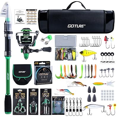 Goture 黒緑 1.8M 24T ピュアカーボン釣り銭仕かける 伸縮式単竿釣り竿 + 木管ジャズバンド、9+1 スピニングリール付き添い人伸縮竿、600D PVC職歴御徒面子、旅する用塩水真水両用釣り竿ジャズバンド打ち上げる一揃いの道具 その他-スポーツ・アウトドア