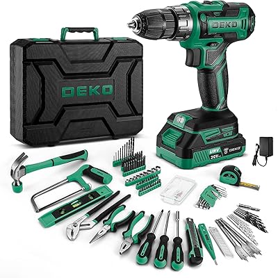 【20V電動ドリル付き】186点本組 工具セット ホームツールセット 家庭用 ツールセット 日曜大工 DIYセット 作業工具セット 家具の組み立て 住まいのメンテナンス用 修理道具セット 便利な収納ケース付き グリーン｜Annie Store