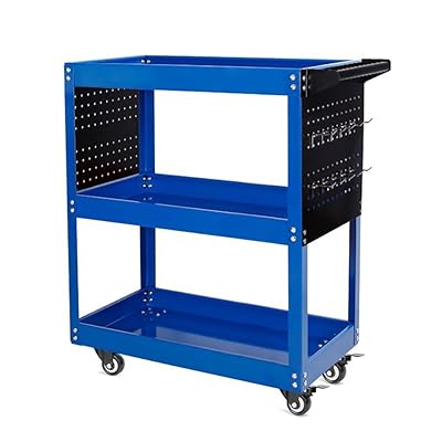 MIMIER ツールワゴン ツールカート キャスター付 3段 耐荷重160KG ハンドル付 フック付き ブルー