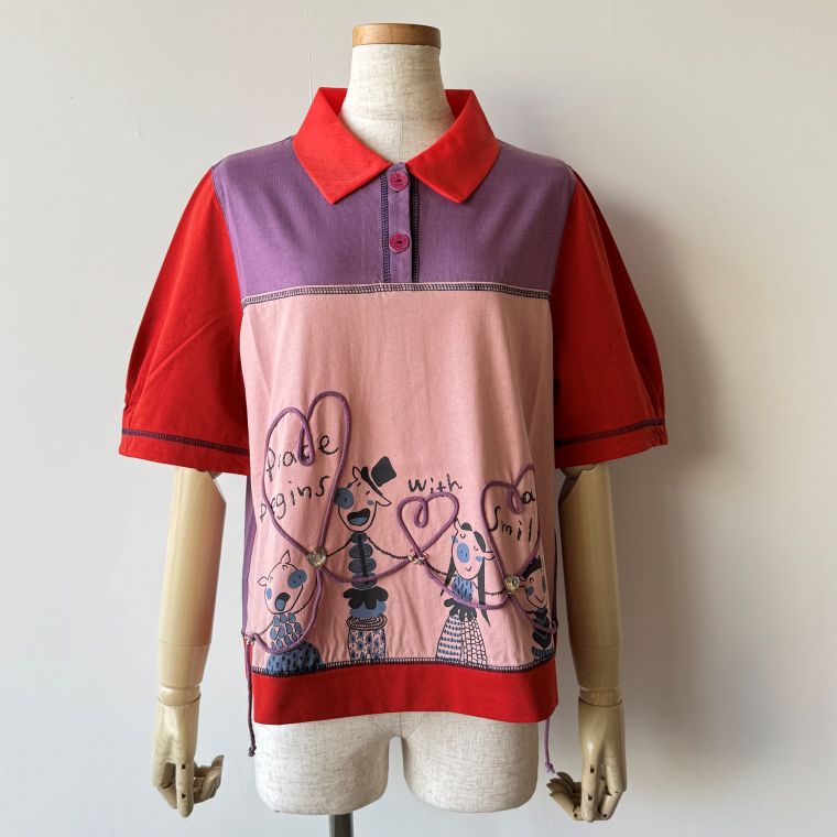 【40％OFF SALE】アルベロベロ(Alberobello)オレボレブラぶたさんプリント＆コード刺繍 ポロシャツ（ピンク）【2025 SUMMER COLLECTION】送料無料｜Ann selection
