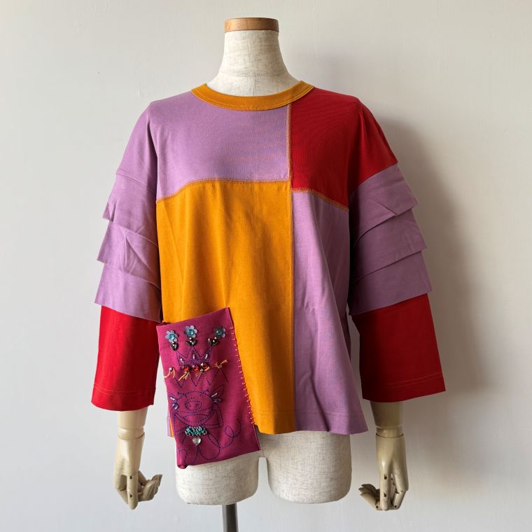 【40％OFF SALE】 アルベロベロ(Alberobello)オレボレブラ ぶたさん刺繍入り カットソー（パープル） 【2025 SPRING COLLECTION】 送料無料