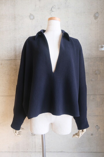 【20％OFF SALE】カフネ(cafune)スキッパーブラウス(ネイビー) 【2026 SPRING SUMMER COLLECTION】送料無料｜Ann selection