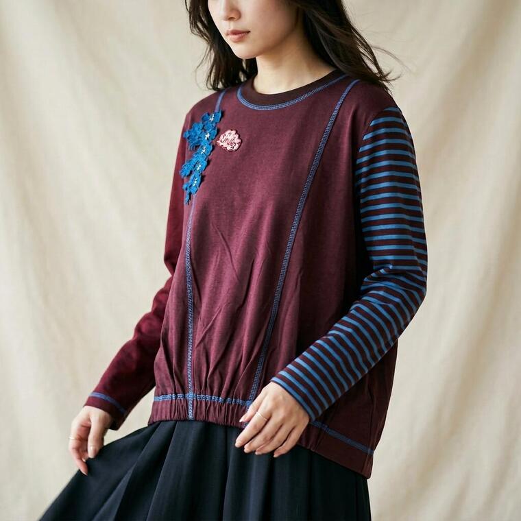 【40％OFF SALE】 アルベロベロ(Alberobello)オレボレブラ ぶたさんフリンジレース付き カットソー（ブラウン） 【2025 AUTUMN COLLECTION】 送料無料