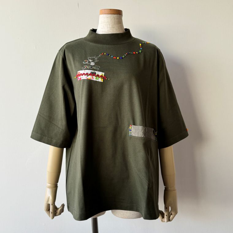 アルベロベロ(Alberobello)オレボレブラ ぶたさん刺繍入り カットソー（カーキ） 【2026 SPRING COLLECTION】 送料無料