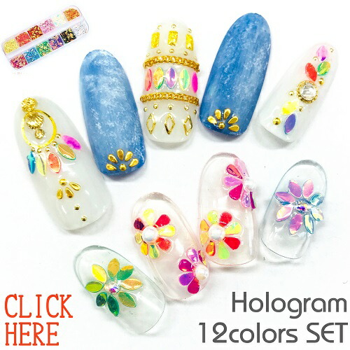 Nail Supply Annuum Nail Parts Leaf Type Hologram 12 Colors Set