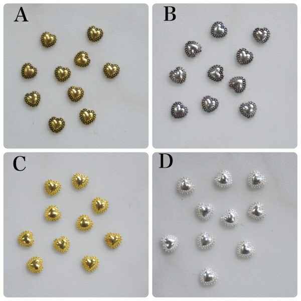 楽天市場 ハートデザインスタッズ 全6種類 10個入り Q6 メタルパーツ ジェルパーツ ジェルネイル アンティーク セルフネイル ネイル用品 Annuum アニューム