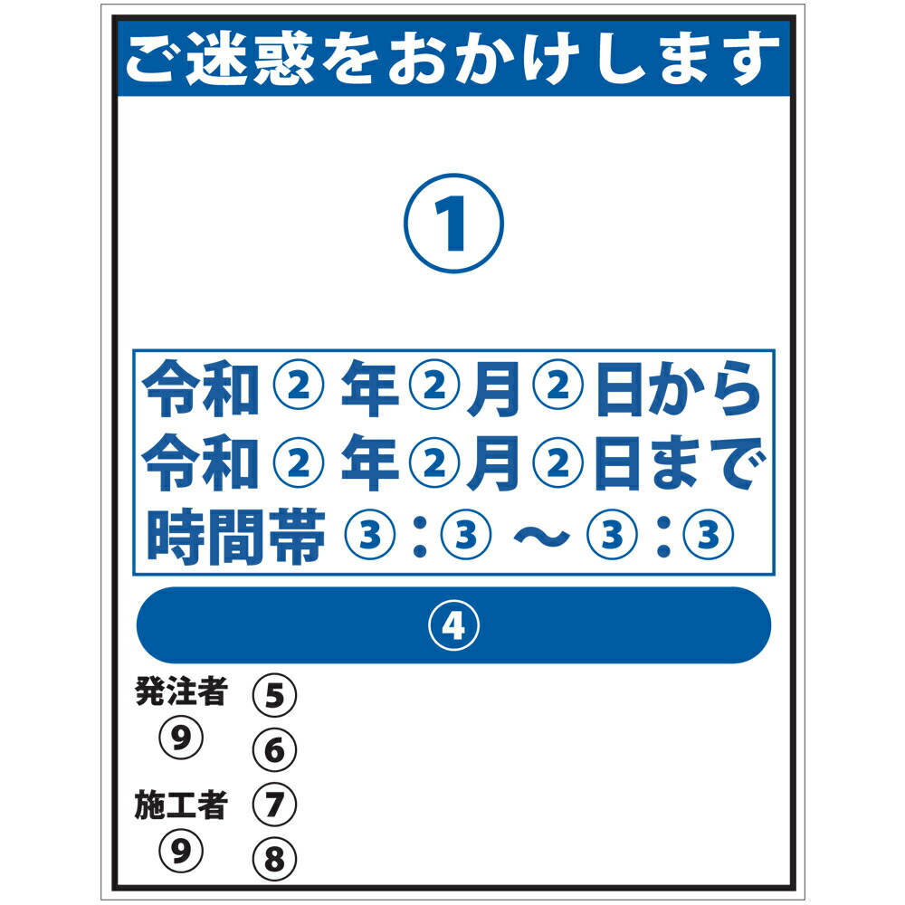 文字入れ路上工事情報看板 1100×1400 無反射 自立式枠付 最新デザインの