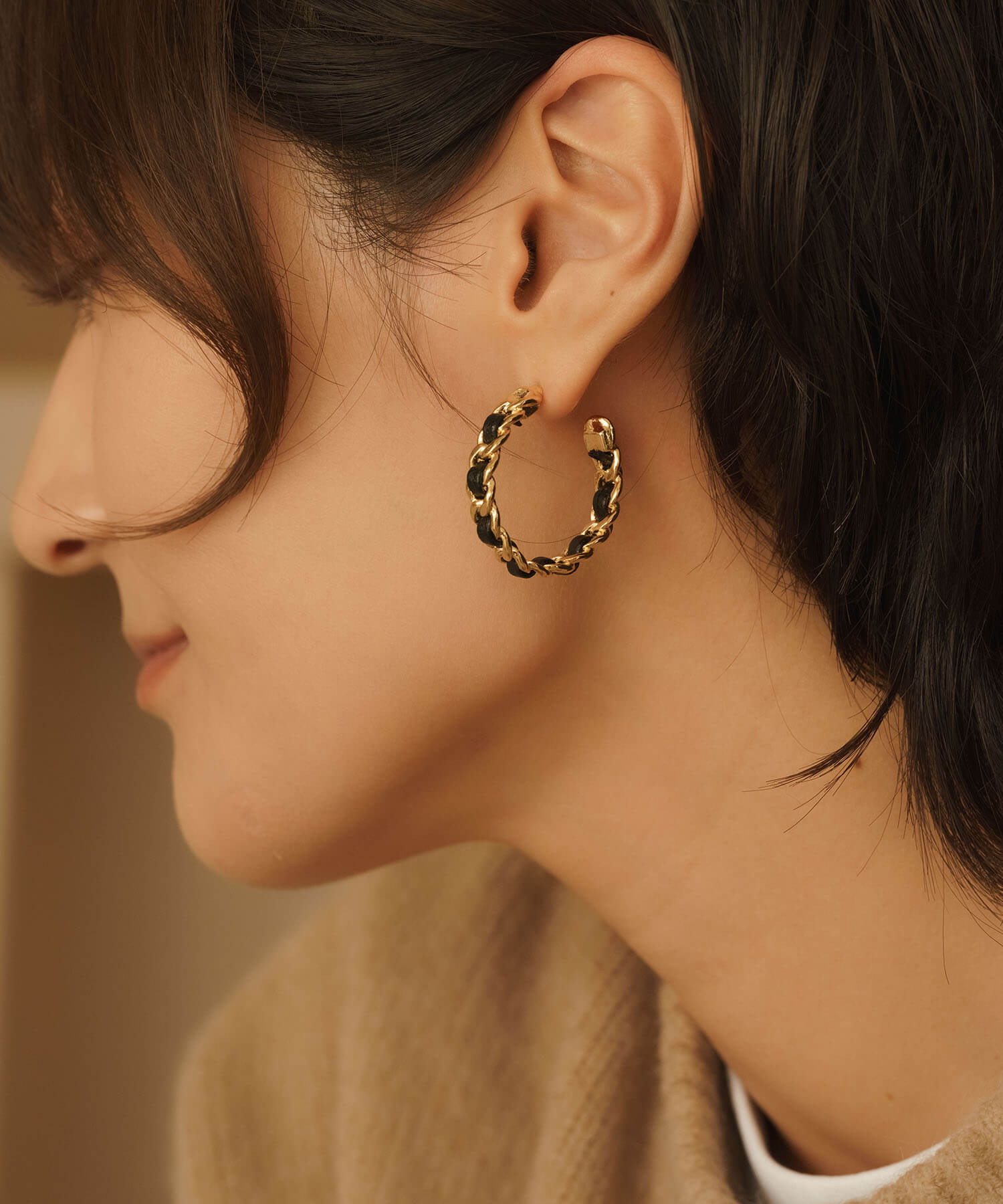 L・チェーンフープピアス/レディース アクセサリー イヤリング ピアス 