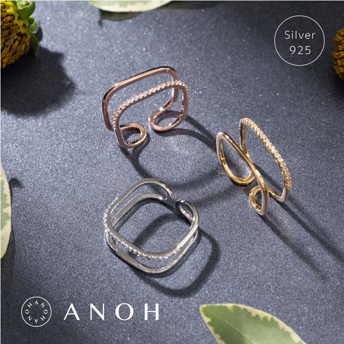 楽天市場 Silver925 スクエアwラインリング レディース アクセサリー リング フリーサイズ おしゃれ 指輪 シルバー925 シルバー ゴールド ａｎｏｈ アクセサリー