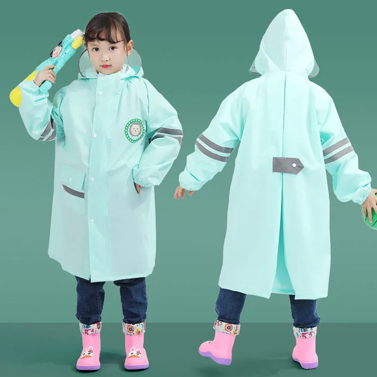 魅力的な価格 レインコート キッズ 防水 男の子 女の子 ランドセル対応 通学 雨具 軽量 撥水 110 1 130 140 150 160cm リュック対応 無地 自転車 小学生 中学生 反射テープ 袖口 リブ 収納ポーチ 付き Qdtek Vn