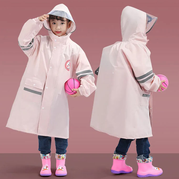 魅力的な価格 レインコート キッズ 防水 男の子 女の子 ランドセル対応 通学 雨具 軽量 撥水 110 1 130 140 150 160cm リュック対応 無地 自転車 小学生 中学生 反射テープ 袖口 リブ 収納ポーチ 付き Qdtek Vn