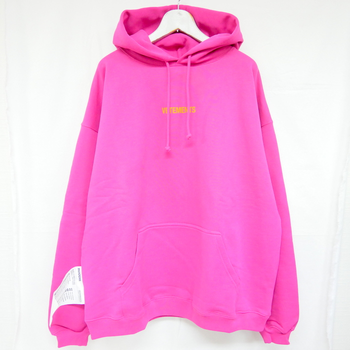 VETEMENTS ヴェトモン UNISEX Orange Logo Pink パーカー Hot Hoodie