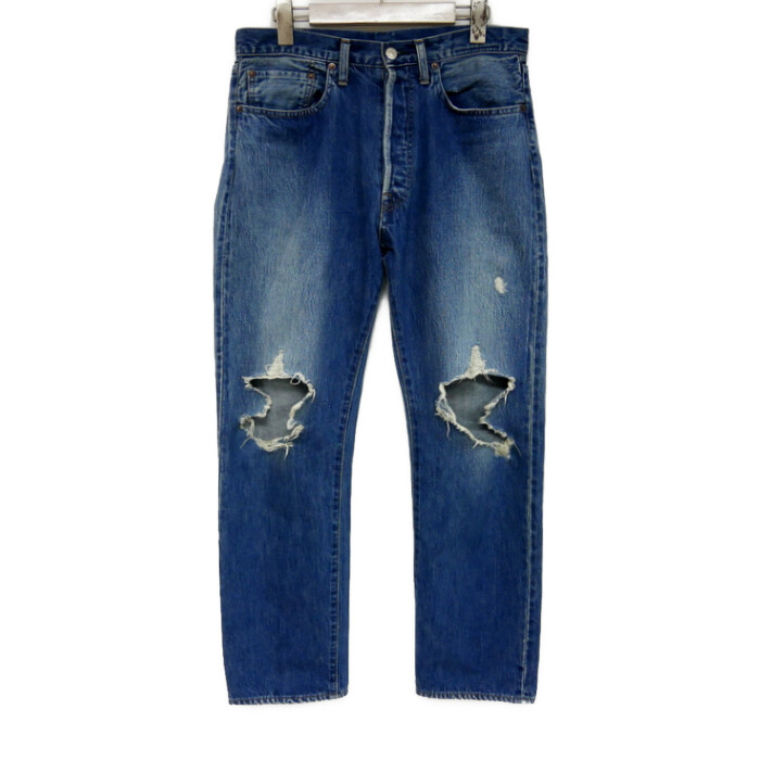 UNUSED アンユーズド 国内置き目 13薬局衡オンス ripped denim pants リップドデニムパンツ 5衣嚢 衝突 ニーホール セルビッジ UW1088 INDIGO インディゴブルー 青 2【中古】