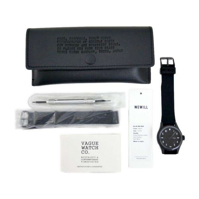 VAGUE WATCH Co×WEWILL ヴァーグウォッチ ウィーウィル 国内置き目 SILENT WATCH サイレントウォッチ ユニークダイヤル ウォッチ 水晶 ジャパンムーヴ 3針 アナログ 日本製 W-000-9049 必要経費49500円 Black 黒いこと 黒 OSFA ONE SIZE【中古】 腕時計-メンズ腕時計