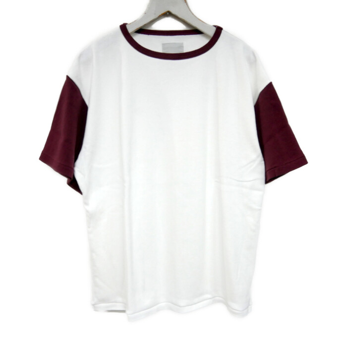 BOWWOW バウワウ 国内正規 25SS RIBBED SS CS トリムTシャツ リンガーTシャツ 袖切り替え BW251-RSC WHITE BURGANDY ホワイト バーガンディ M【中古】
