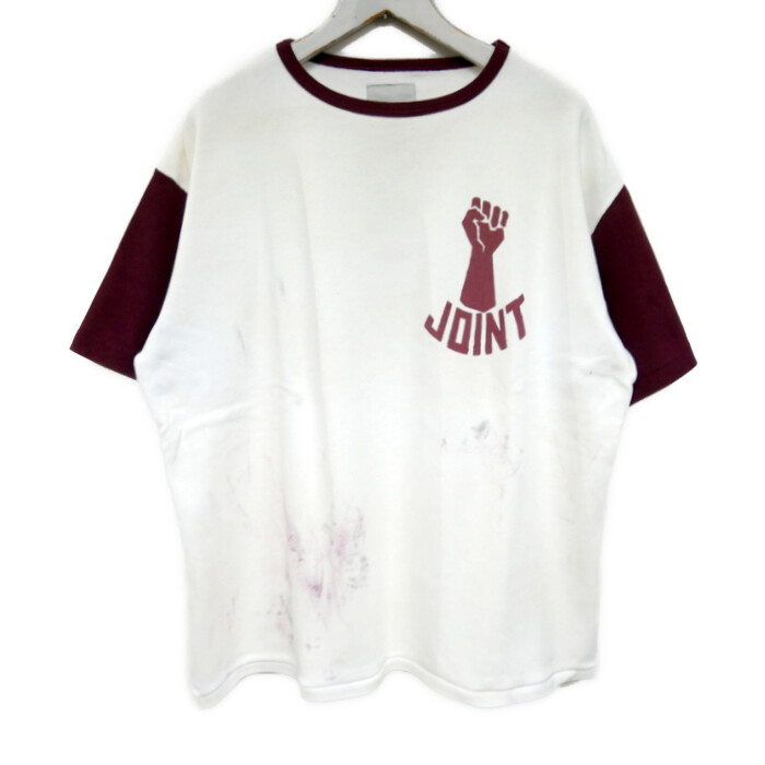 BOWWOW バウワウ 国内決まり 25SS JOINT RIBBED SS CS AGING ビンテージ製造 刈り込みティーシャツ リンガーティーシャツ 袖うつり変わり BW251-JRSCA WHITE BURGANDY AGING 白いこと バーガンディ M【中古】 メンズファッション-Tシャツ・カットソー
