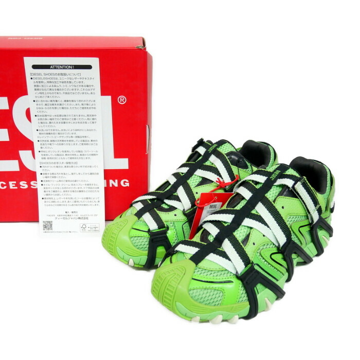 DIESEL ディーゼル by グレンマーティンス  国内置き目 22AW S-PROTOTYPE-CR 基本形 スニーカー Y2K Y02911 P4910 H9452 Jasmine Green Jet Black ジャスミン緑であること 黄緑 42 US9 27【中古】