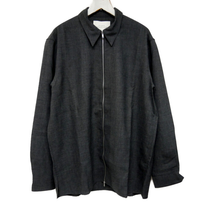 STUDIO NICHOLSON スタジオニコルソン 国内置き目 24SS LW TROPICAL WOOL ZIPPED LONG SLEEVE SHIRT ジップシャツ 絨毛プルオーバー AXIA SNM-1149 必要経費99000円 TARMAC GREY ターマックグレー M【中古】 メンズファッション-カジュアルシャツ-トップス
