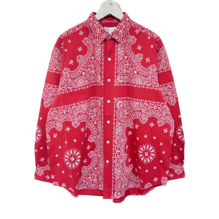 KANEMASA PHIL. カネマサフィル 国内正規 24AW 46G Atmosphere PHIL. Bandana Print Shirt アトモスフィア バンダナプリントシャツ KM24A-029 定価38500円 RED レッド 赤 M【中古】