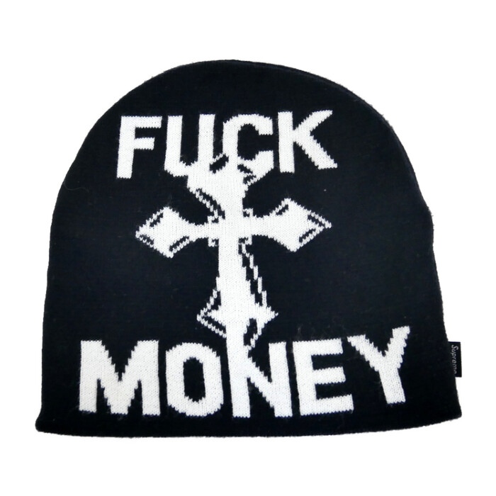 Supreme 国内定まり 24AW 24FW Fuck Money Beanie はりつけ台ジャカード ファックマネービーニー 編み物旗がしら Black 黒いこと 黒 Free【中古】