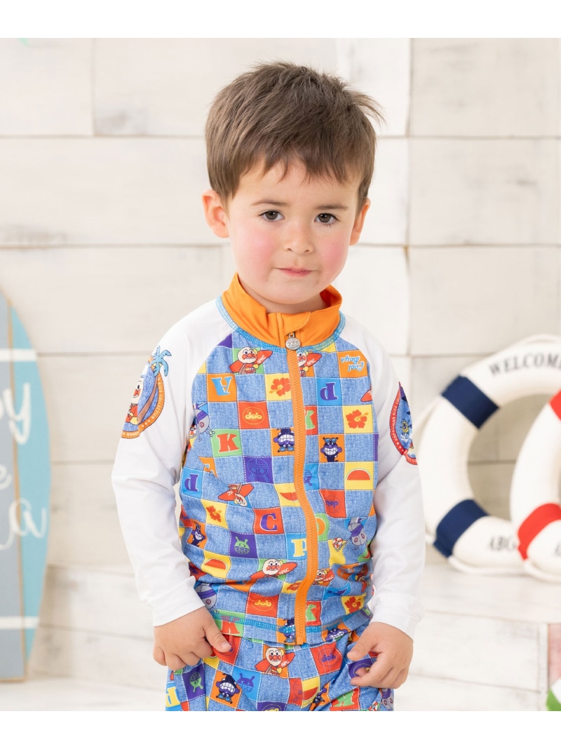 ANPANMAN KIDS COLLECTION/(K)デニムブロックチェック柄ラッシュガード ANPANMAN KIDS COLLECTION アンパンマンキッズコレクション 水着・スイムグッズ ラッシュガード ブルー【送料無料】[ Fashion]
