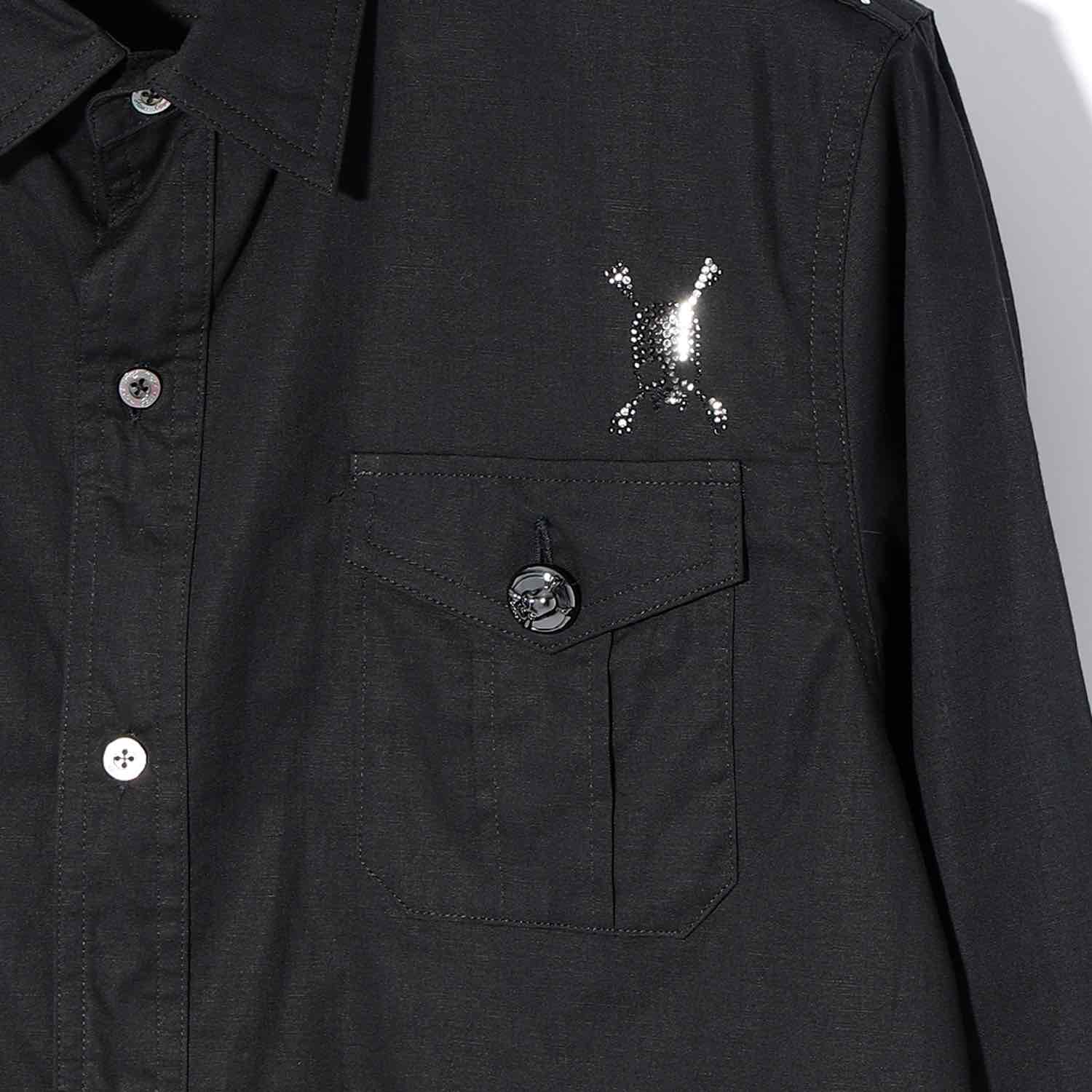 Roen ロエン 77036004 SHIRTS BLACK スワロ リネンシャツ LINEN