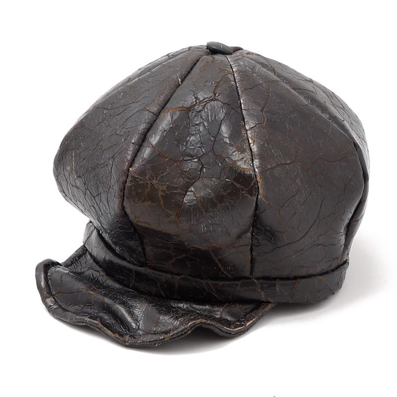 triangles hat / tgh-046 / Cracked Processing Leather Casquette / BLACK / トライアングルズハット / レザーキャスケット / HANDMADE / 鳥打ち帽 / UNISEX / ユニ一発やる バッグ・小物・ブランド雑貨-帽子-ハット