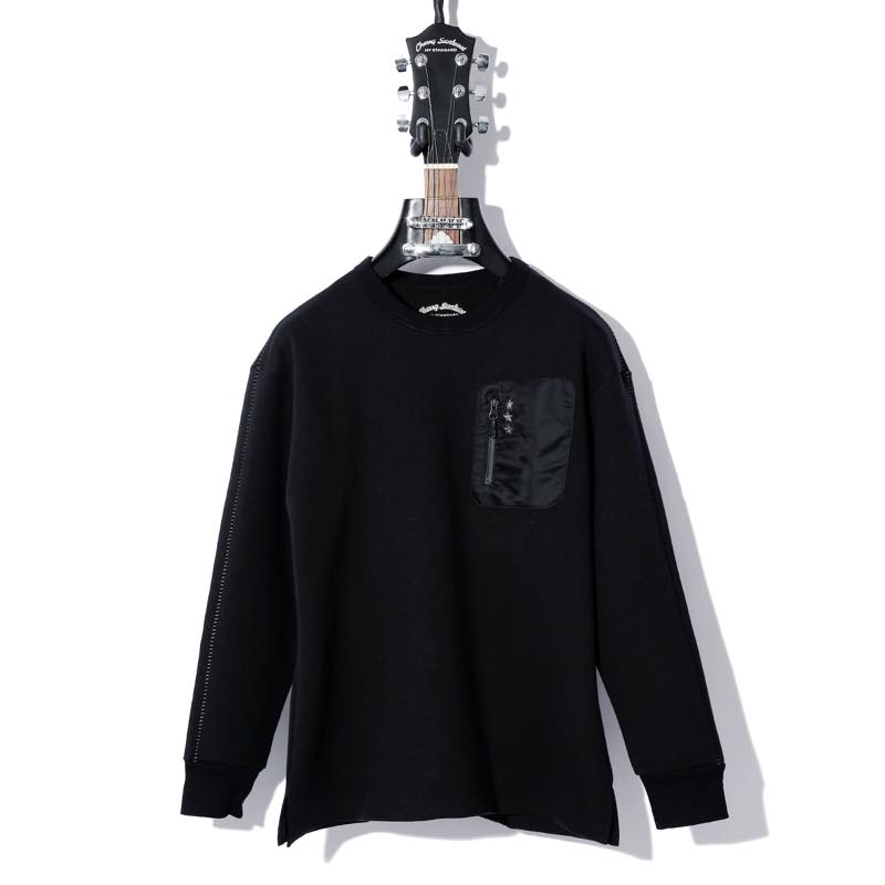 Cherry Sunburst / 1322コマーシャル002 / DOUBLE KNIT SWEATSHIRT OVERLOCK STITCHING / B:BLACK / チェリーサンバースト / TOPS /トップス
