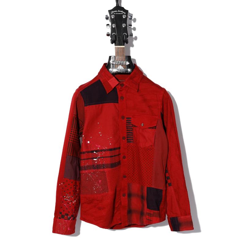 Cherry Sunburst / 2261S001 / REMAKE PATCH WORK HALF CHANGE GARMENT DYEING SHIRT / A:RED / チェリーサンバースト / TOPS /トップス｜ANRE-R SALON