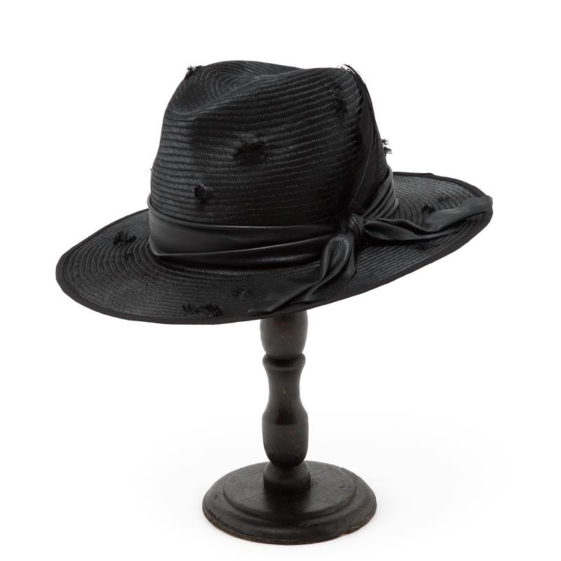 triangles hat / tgh-094 / Double Sisol Leather&Feather Fedora Hat / BLACK / トライアングルズハット / 中折れハット / HANDMADE / 帽子 / UNISEX / ユニセックス｜ANRE-R SALON