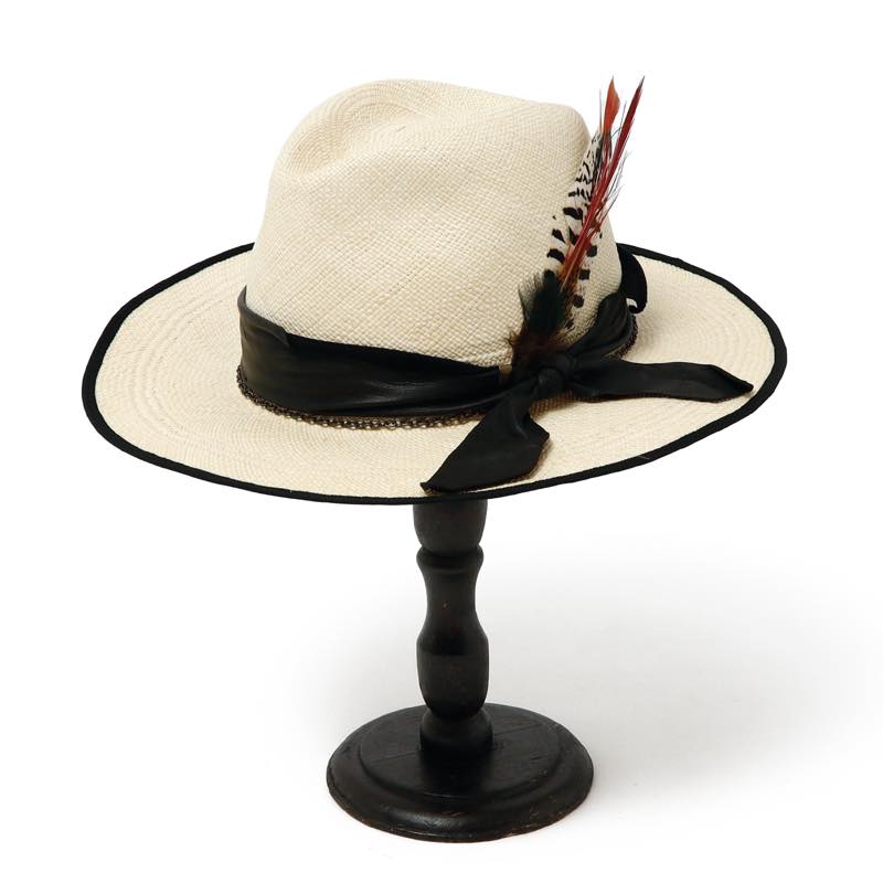 triangles hat / tgh-107 / Feather Chain Fedora Panama Hat / BEIGE / トライアングルズハット / 中折れ / HANDMADE / かぶり笠 / UNISEX / ユニ一発やる