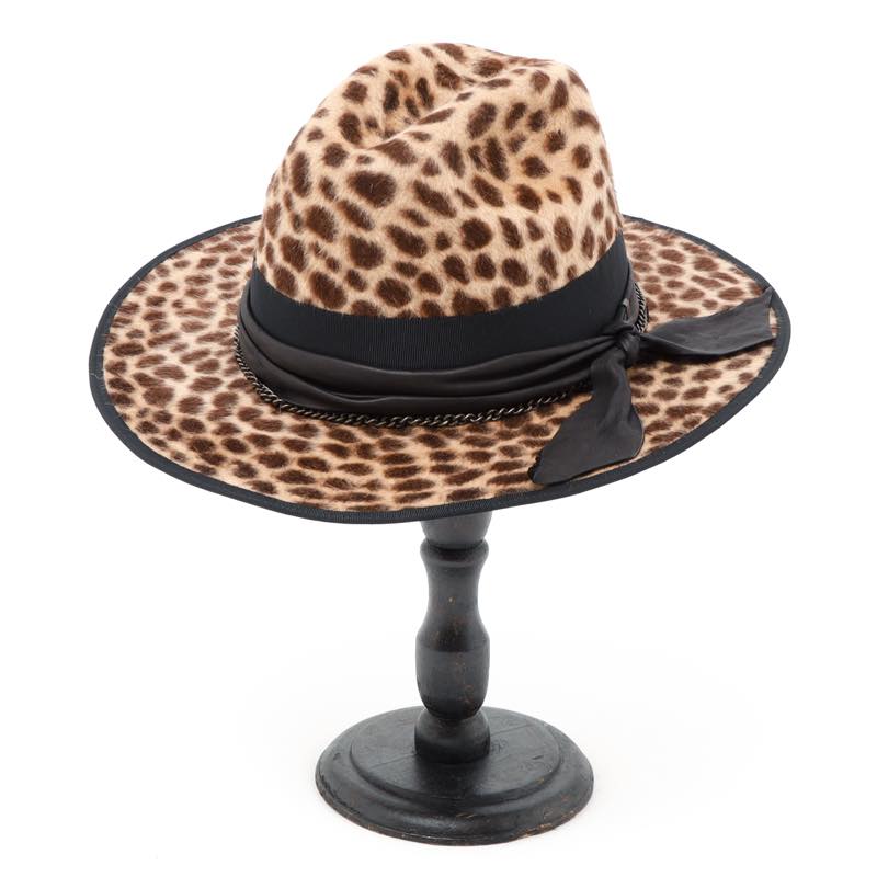 triangles hat / tgh-123 / Beige Leopard Leather Chain Hat / BEIGE / トライアングルズハット / チェーン店かぶり笠 / HANDMADE / かぶり笠 / UNISEX / ユニ一発やる