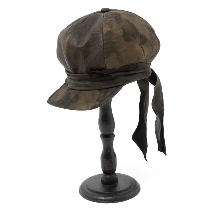 triangles hat / tgh-136 / Bleached Dangle Leather Casquette / BROWN / トライアングルズハット / キャスケット / HANDMADE / 帽子 / UNISEX / ユニセックス