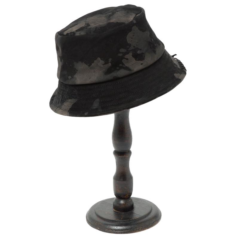 triangles hat / tgh-144 / Bleached Black Leather Bucket Hat / BLACK / トライアングルズハット / 井戸釣瓶かぶり笠 / HANDMADE / かぶり笠 / UNISEX / ユニ一発やる