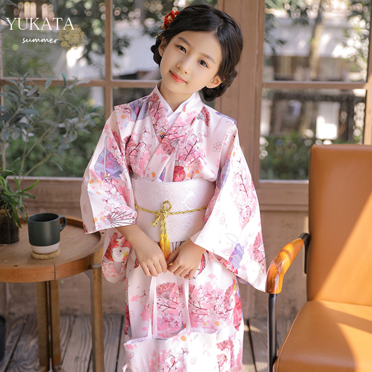 500円クーポン 浴衣 子供浴衣 浴衣 子供 ゆかた Yukata 作り帯 半幅帯 リボン ウサギ ウサギ柄 子供 女の子 キッズ 子ども こども 花柄 上品 可愛い おしゃれ きれい 洗える 街着 お出かけ 文化祭 夏 花火 花見 花火大会 祭り お祭り