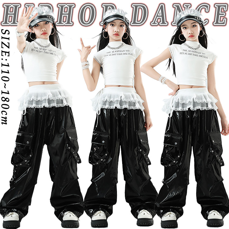楽天市場】白 トップス 黒 レザーパンツ レース スカート キッズ
