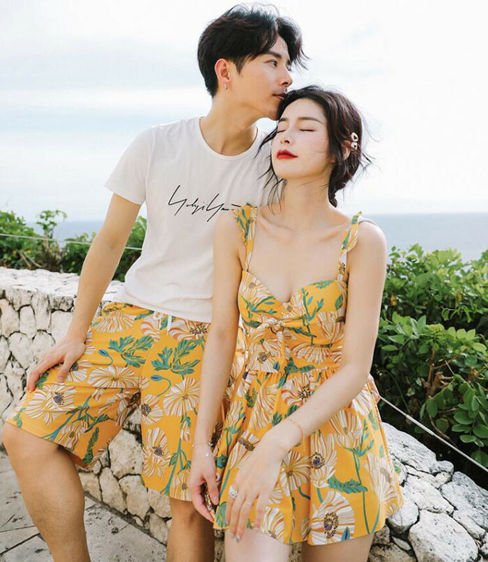 男女揃 一対スウィムスーツ 水着 ペアルック ビキニ フロック ズボン下 ドゥオ ペアルック 水着 ペア カップル 水着 3評価セット ワンピース セットアップ サーフパンツ ペアお一組 レディース メンズ 夏季 ビーチ 出湯 スウィミングプール 時日 大洋心慰 トリップ 送料