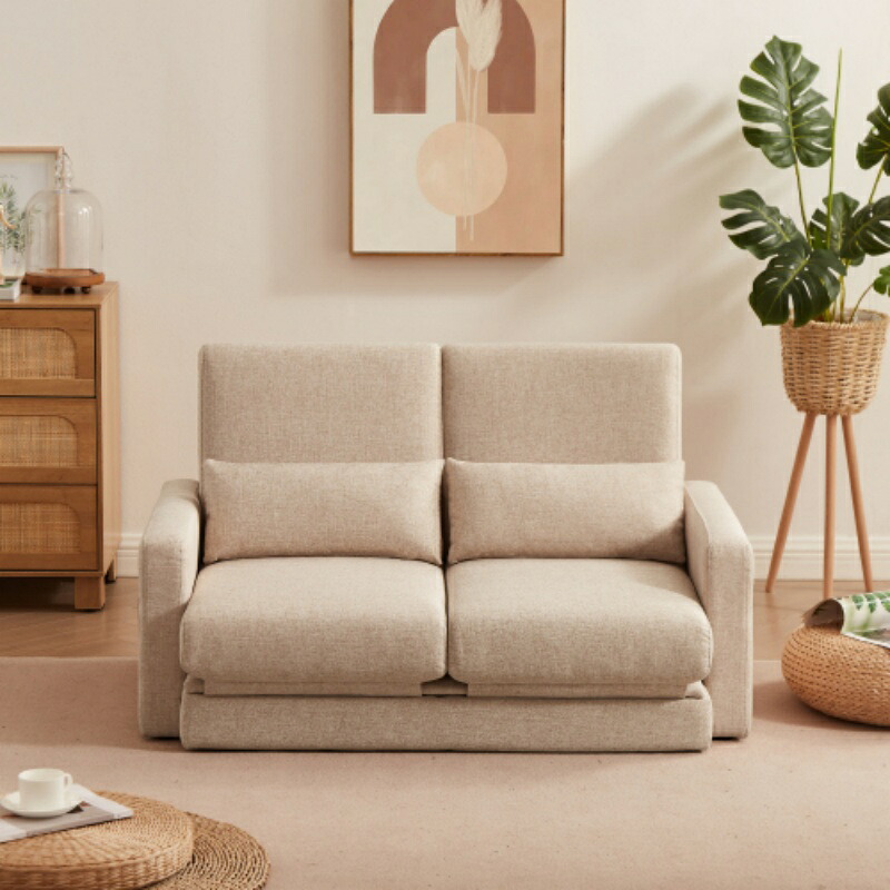 即納【1年保証】2 seater sofa ソファ 2人掛け 収納付き ファブリック 両側に肘掛け付き 木脚外し可能 ローソファ コンパクト ひとり暮らし カウチソファー