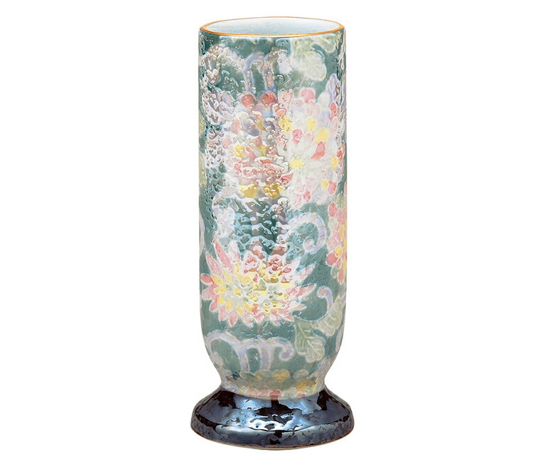 モダン仏具　有田焼　花立　庵[いおり]「色唐草」【有田焼】【日本製】【仏具】【花立】【ミニ仏壇】【仏具】【色唐草】【唐草】【仏壇】【花立て】＊