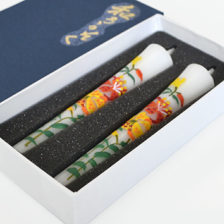 楽天市場】手描き絵ろうそく「蓮の花」3号2本入り【2個までネコポスOK