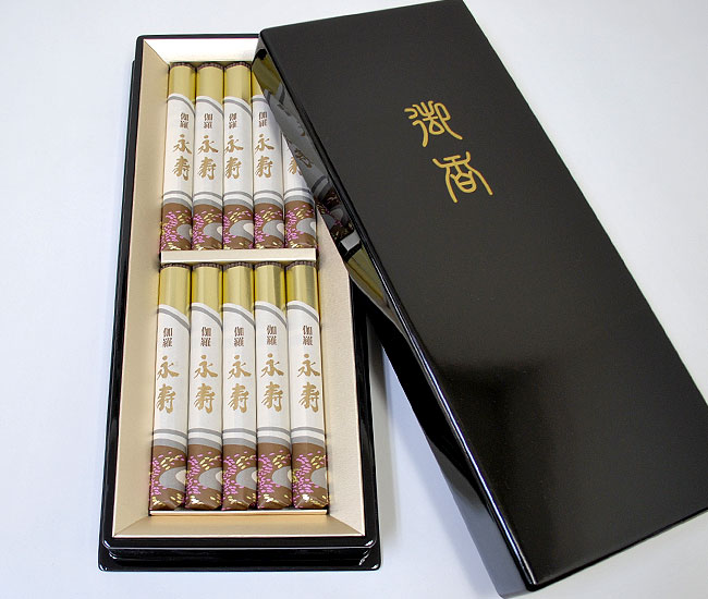 楽天市場】【日本香堂】「沈香永寿 短寸10把入」塗箱【お線香】【進物