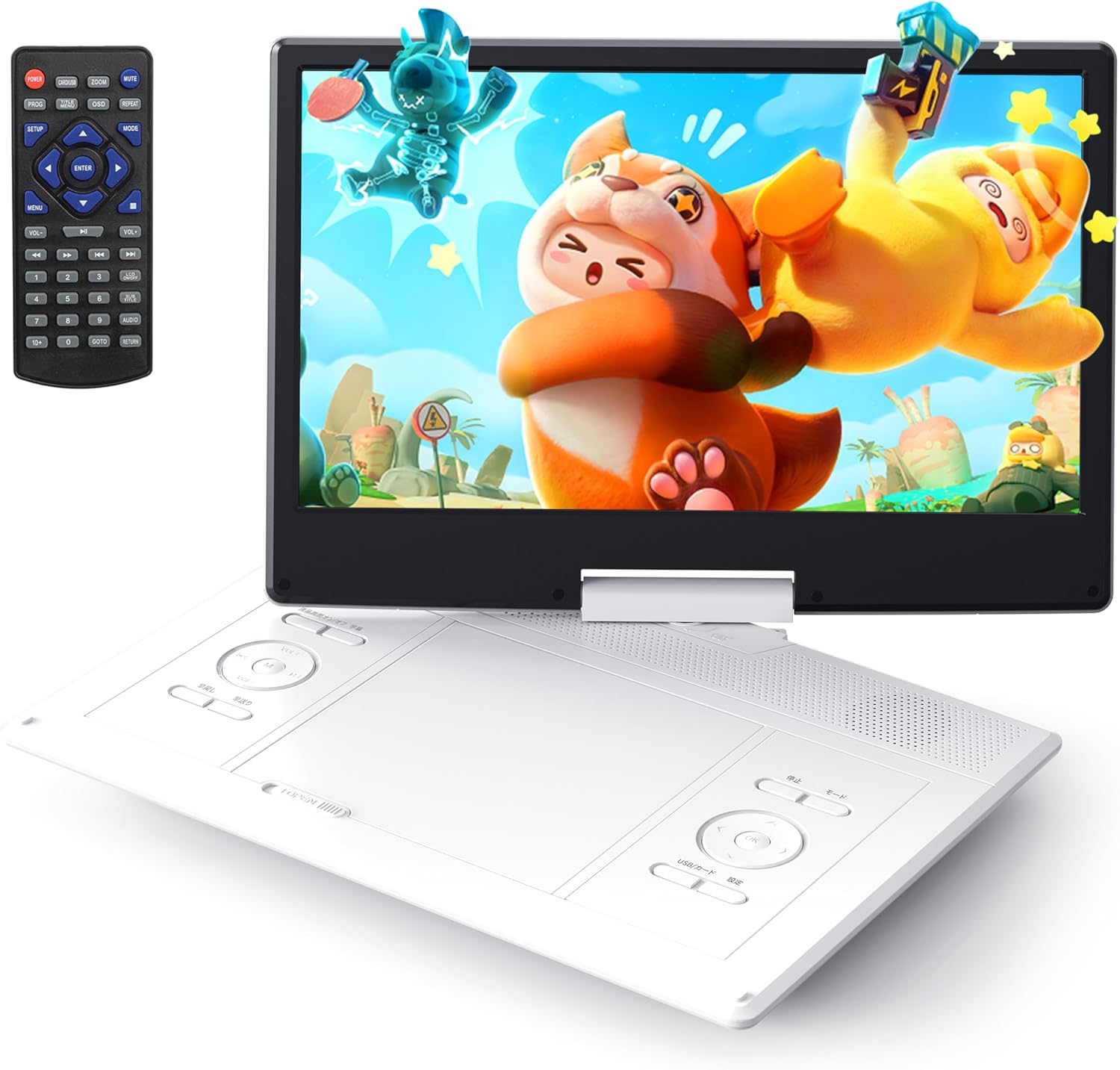 Surfola ポータブルDVDプレーヤー 15.5型 14.1インチのHD液晶画面搭載、デュアル高品質アンプ内蔵で な再生可能、4～6時間の長時間再生対応可能、270&deg;と180&deg;の双方向折りたたみスクリーン、リージョンフリー再生｜安心のYOSI　店