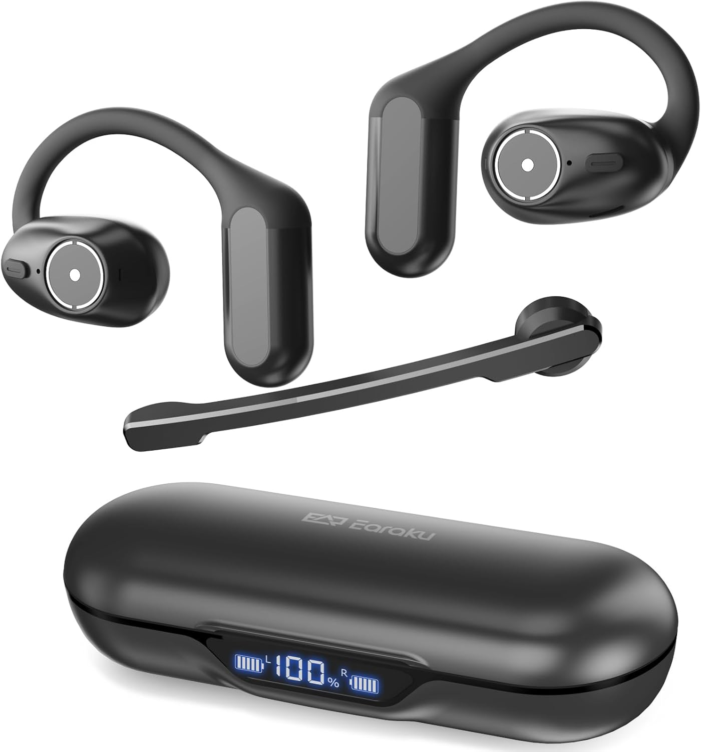 Bluetoothヘッドセット【2025年業界高水準傑作 マイク付き 脱着式オープンイヤホン】 一体両用 通話用イヤホン OWSイヤホン 片耳・両耳使用可能 耳掛け Bluetooth5.４EDR ENCノイズキャンセリング 耳を塞がない ミュート機能 Type-C充電 IPX防水 運転 オンライン会議