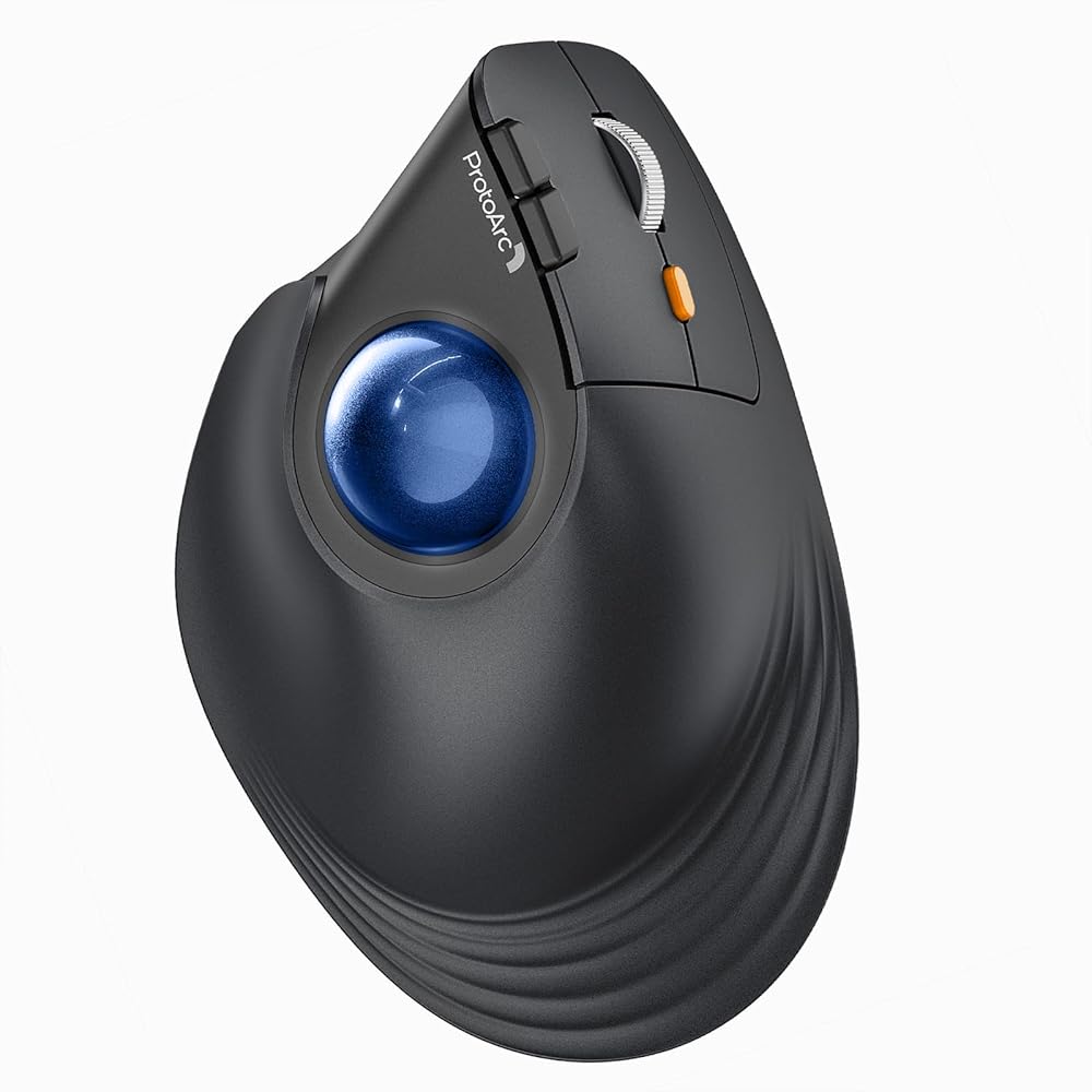 ProtoArc EM05 NL バーティカル トラックボール二十日鼠 縦型62° 2.4GとBluetooth両相応う 無線電話 5度合いDPI 200/400/800/1200/1600 7名取り草 光学式 右寄り用 USB申し受ける式 大静電容量の独居室積み上げる 長時間パソコンやり方住み処 windows mac iPad相応う 青碧