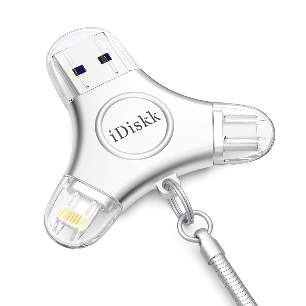 【Apple Mfi認証済 3in1 iPhone15対応】iDiskk iPhone usbメモリ 512GB 外付けフラッシュドライブ ハードディスク 外部ストレージ プラグ&プレイ ワンクリック自動バックアップ 容量不足解消 iOSデバイスと高互換性 パスワード保護【USB+Type C+Lightningコネクタ】｜安心のYOSI　店