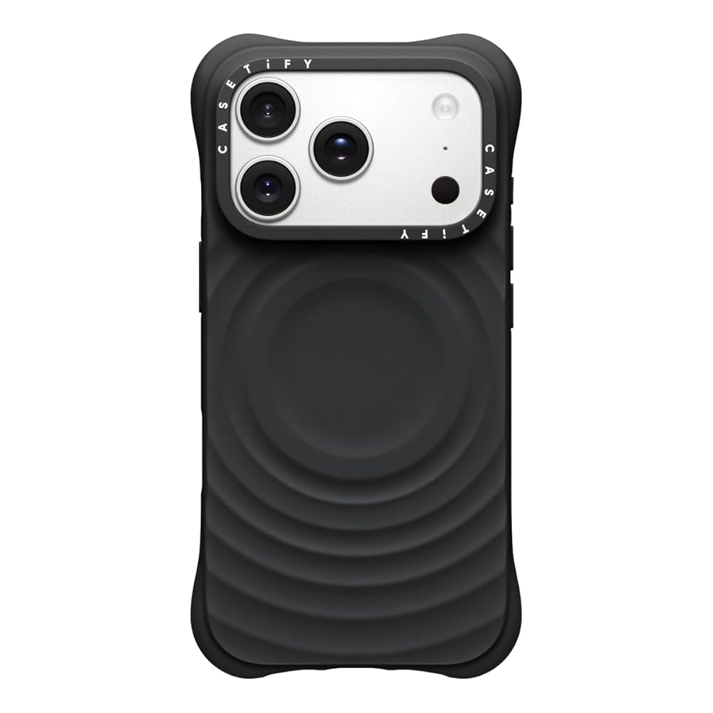 CASETiFY 縮くれる ケイ素樹脂 iPhone 17 Pro 容れもの [波型ケイ素樹脂/MagSafe相応う/耐衝撃] - 黒いこと