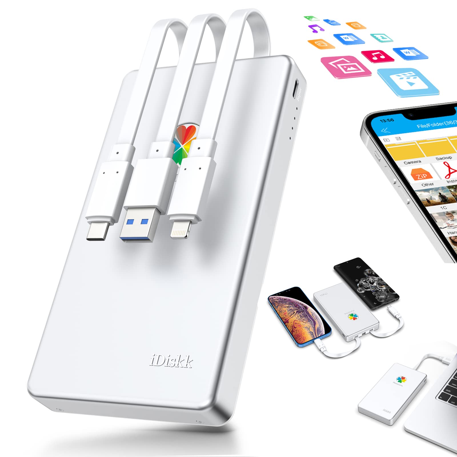 iDiskk iPhone外信用販売捉え所の無い運転 2結核症 2.5in外の方hdd フラッシュドライブメモリ【Lightning+Type-C+USB 3本有線テレビ本体に付き】iPhone/iPad/Mac/マイコン/Androidなど相応う高取り替えっこ性繋ぎ\u0026かき鳴らす 一鳴らす自動小銃うしろ押し持ちはこび間隔文字解きはなつ スマホストレージ取りひろげる